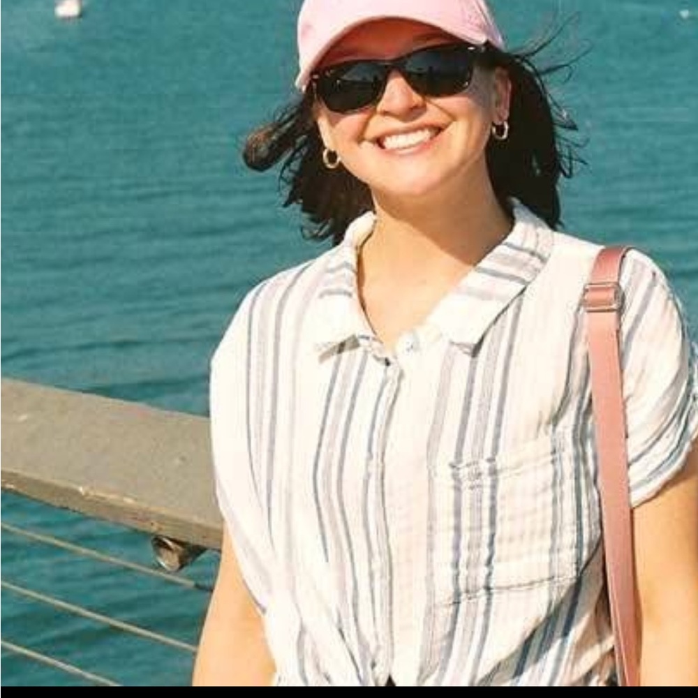 Blue and White Striped Button-Up Shirt
